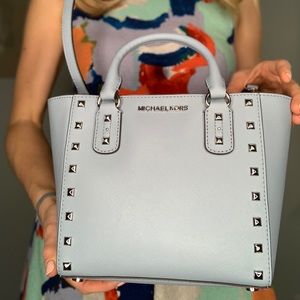 NWT Michael Kors Studded Blue Shoulder Crossbody